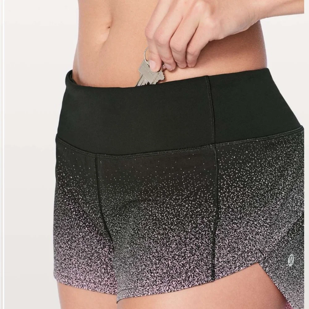 Lululemon Speed Up Short *2.5" Ombre Speckle Stop Print Speed Short Pink / Black - Picture 2 of 5